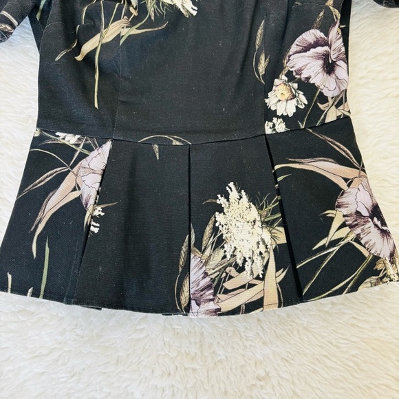 Antonio Melani Floral Black Puff Sleeve Top size 0 - Picture 6 of 15